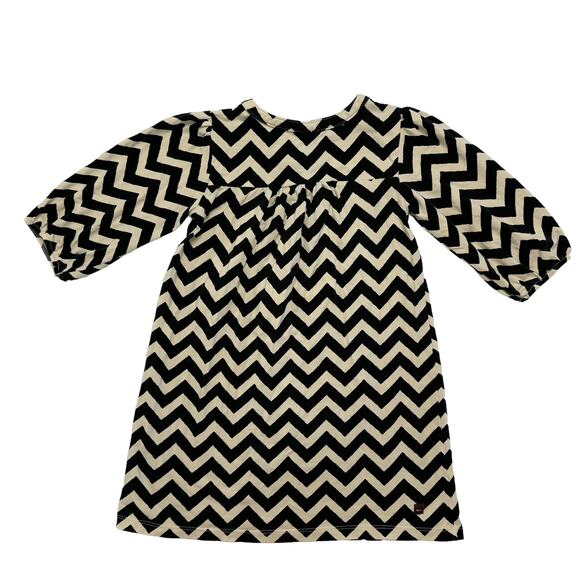 TEA COLLECTION Morocco Zig Zag Mini Dress Black Cream Size 5 Stretch #4S12152 - Picture 2 of 3